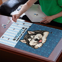Husky Hair Is My Glitter Puzzle Funny Dog Quote Paw Print Pattern
