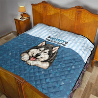 Husky Hair Is My Glitter Quilt Funny Dog Quote Paw Print Pattern