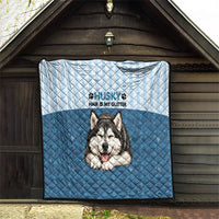 Husky Hair Is My Glitter Quilt Funny Dog Quote Paw Print Pattern