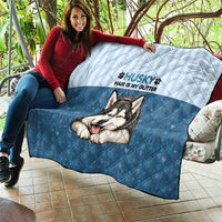 Husky Hair Is My Glitter Quilt Funny Dog Quote Paw Print Pattern