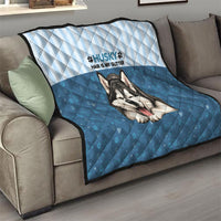 Husky Hair Is My Glitter Quilt Funny Dog Quote Paw Print Pattern