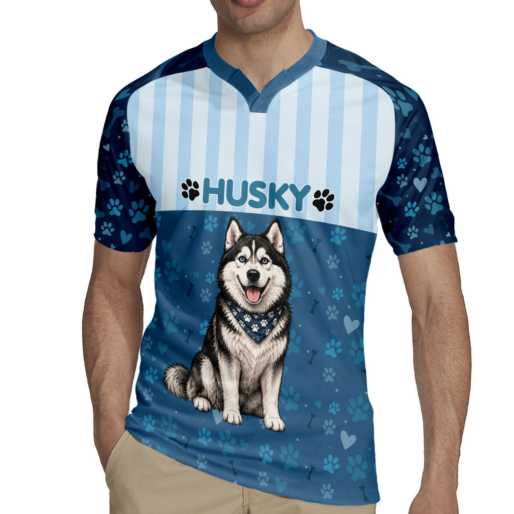 Husky Hair Is My Glitter Rugby Jersey Funny Dog Quote Paw Print Pattern
