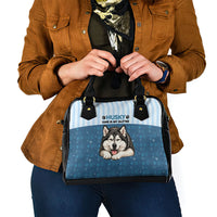 Husky Hair Is My Glitter Shoulder Handbag Funny Dog Quote Paw Print Pattern