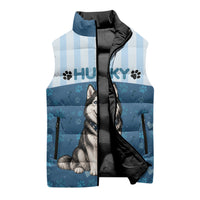 Husky Hair Is My Glitter Sleeveless Puffer Jacket Funny Dog Quote Paw Print Pattern