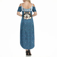 Husky Hair Is My Glitter Summer Maxi Dress Funny Dog Quote Paw Print Pattern