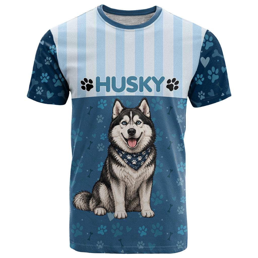 Husky Hair Is My Glitter T Shirt Funny Dog Quote Paw Print Pattern