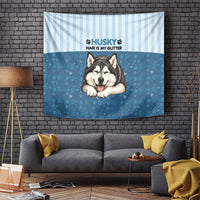 Husky Hair Is My Glitter Tapestry Funny Dog Quote Paw Print Pattern