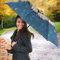 Husky Hair Is My Glitter Umbrella Funny Dog Quote Paw Print Pattern