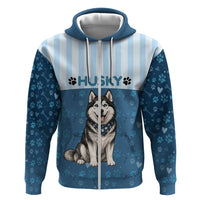 Husky Hair Is My Glitter Zip Hoodie Funny Dog Quote Paw Print Pattern