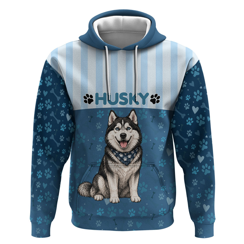 Husky Hair Is My Glitter Zip Hoodie Funny Dog Quote Paw Print Pattern