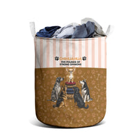 Chihuahua Five Pounds Of Strong Opinions Laundry Basket Funny Dog Quote Paw Print Pattern
