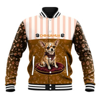 Chihuahua Five Pounds Of Strong Opinions Baseball Jacket Funny Dog Quote Paw Print Pattern