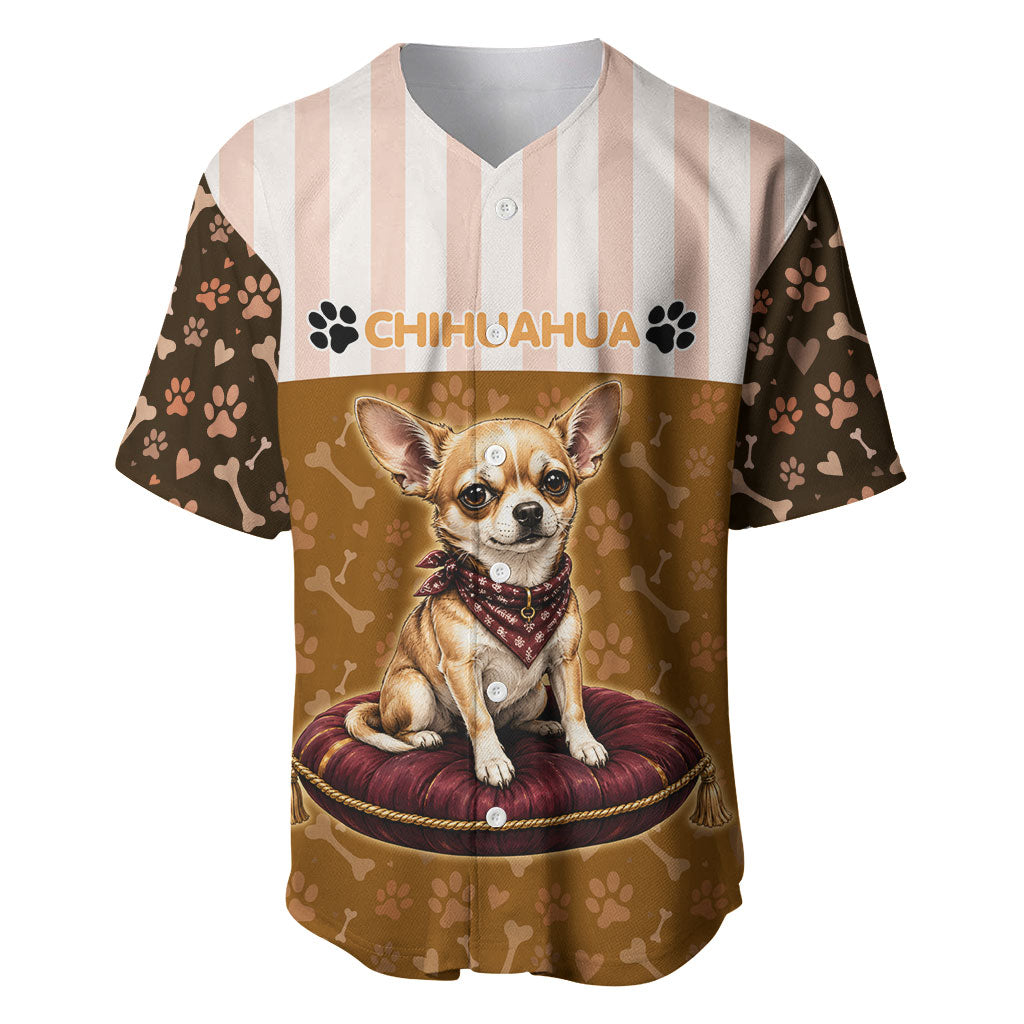Chihuahua Five Pounds Of Strong Opinions Baseball Jersey Funny Dog Quote Paw Print Pattern