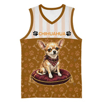 Chihuahua Five Pounds Of Strong Opinions Basketball Jersey Funny Dog Quote Paw Print Pattern