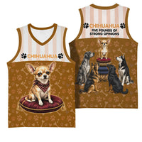 Chihuahua Five Pounds Of Strong Opinions Basketball Jersey Funny Dog Quote Paw Print Pattern