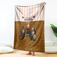 Chihuahua Five Pounds Of Strong Opinions Blanket Funny Dog Quote Paw Print Pattern