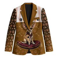 Chihuahua Five Pounds Of Strong Opinions Blazer Funny Dog Quote Paw Print Pattern