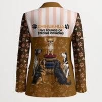 Chihuahua Five Pounds Of Strong Opinions Blazer Funny Dog Quote Paw Print Pattern