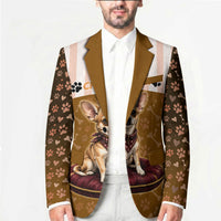 Chihuahua Five Pounds Of Strong Opinions Blazer Funny Dog Quote Paw Print Pattern