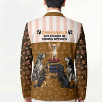 Chihuahua Five Pounds Of Strong Opinions Blazer Funny Dog Quote Paw Print Pattern