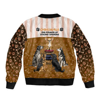Chihuahua Five Pounds Of Strong Opinions Bomber Jacket Funny Dog Quote Paw Print Pattern