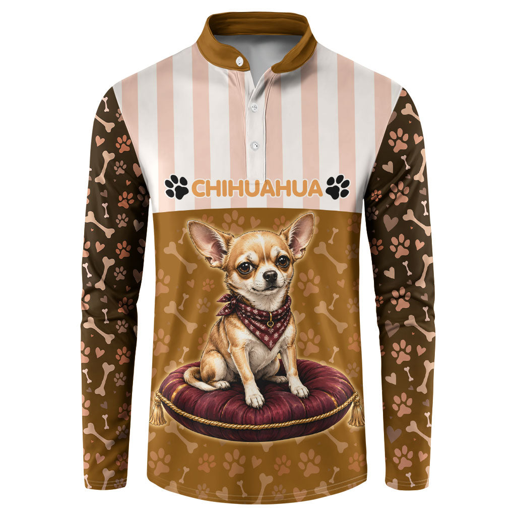 Chihuahua Five Pounds Of Strong Opinions Button Sweatshirt Funny Dog Quote Paw Print Pattern