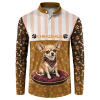 Chihuahua Five Pounds Of Strong Opinions Button Sweatshirt Funny Dog Quote Paw Print Pattern