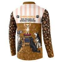 Chihuahua Five Pounds Of Strong Opinions Button Sweatshirt Funny Dog Quote Paw Print Pattern