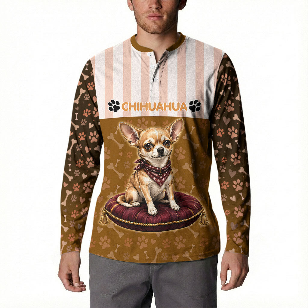 Chihuahua Five Pounds Of Strong Opinions Button Sweatshirt Funny Dog Quote Paw Print Pattern