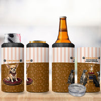 Chihuahua Five Pounds Of Strong Opinions 4 in 1 Can Cooler Tumbler Funny Dog Quote Paw Print Pattern