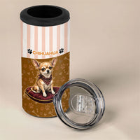 Chihuahua Five Pounds Of Strong Opinions 4 in 1 Can Cooler Tumbler Funny Dog Quote Paw Print Pattern