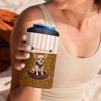 Chihuahua Five Pounds Of Strong Opinions 4 in 1 Can Cooler Tumbler Funny Dog Quote Paw Print Pattern