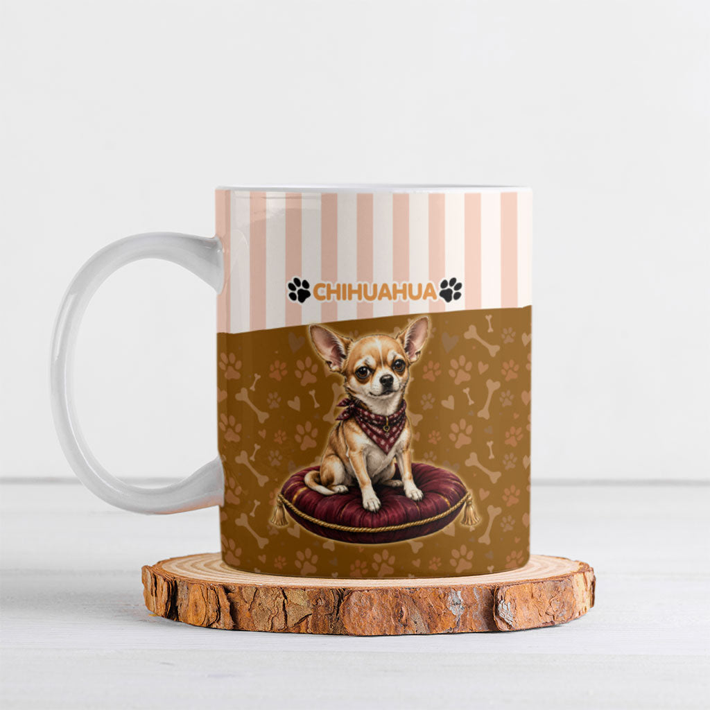 Chihuahua Five Pounds Of Strong Opinions Ceramic Mug Funny Dog Quote Paw Print Pattern