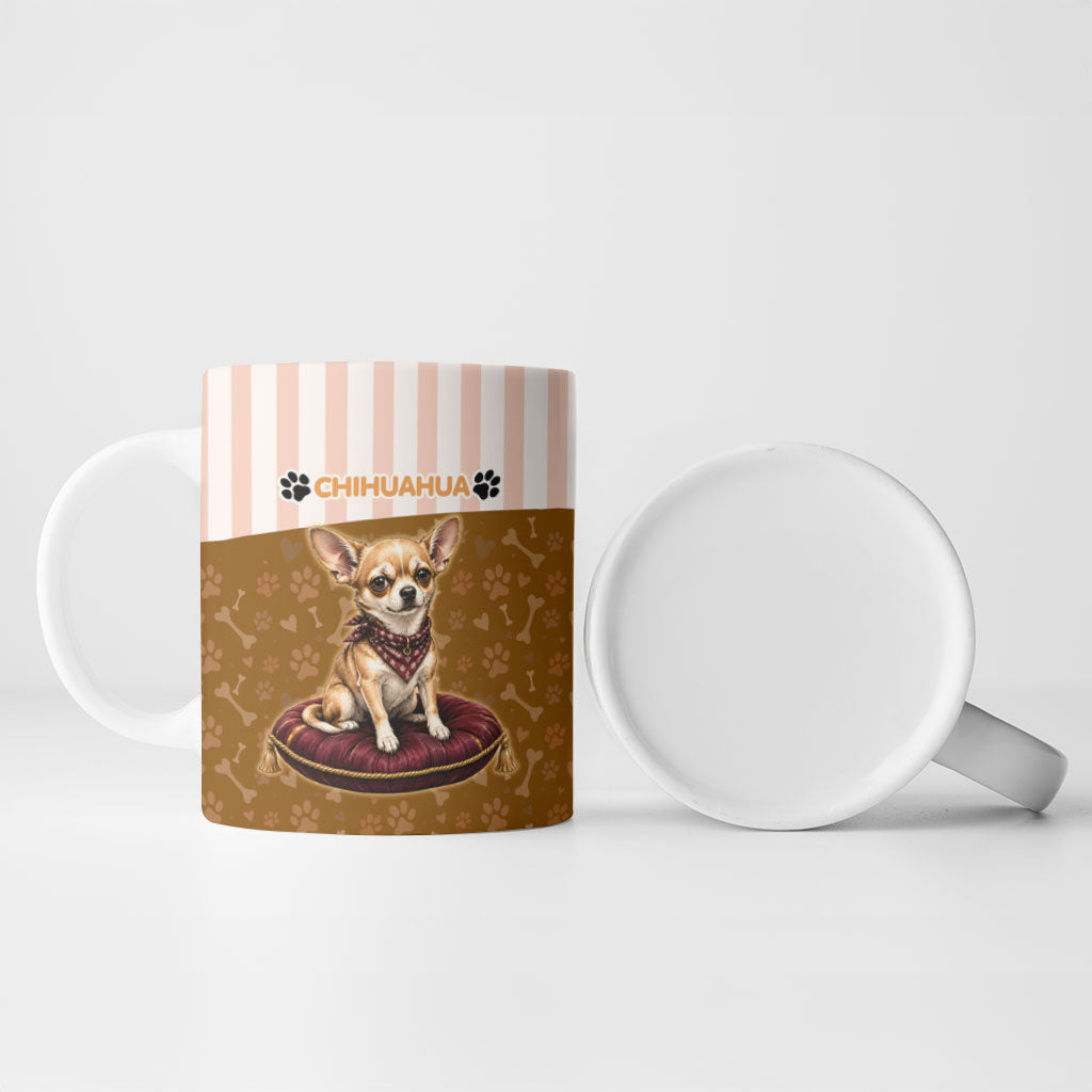 Chihuahua Five Pounds Of Strong Opinions Ceramic Mug Funny Dog Quote Paw Print Pattern
