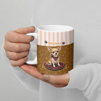 Chihuahua Five Pounds Of Strong Opinions Ceramic Mug Funny Dog Quote Paw Print Pattern