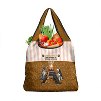 Chihuahua Five Pounds Of Strong Opinions Grocery Bag Funny Dog Quote Paw Print Pattern