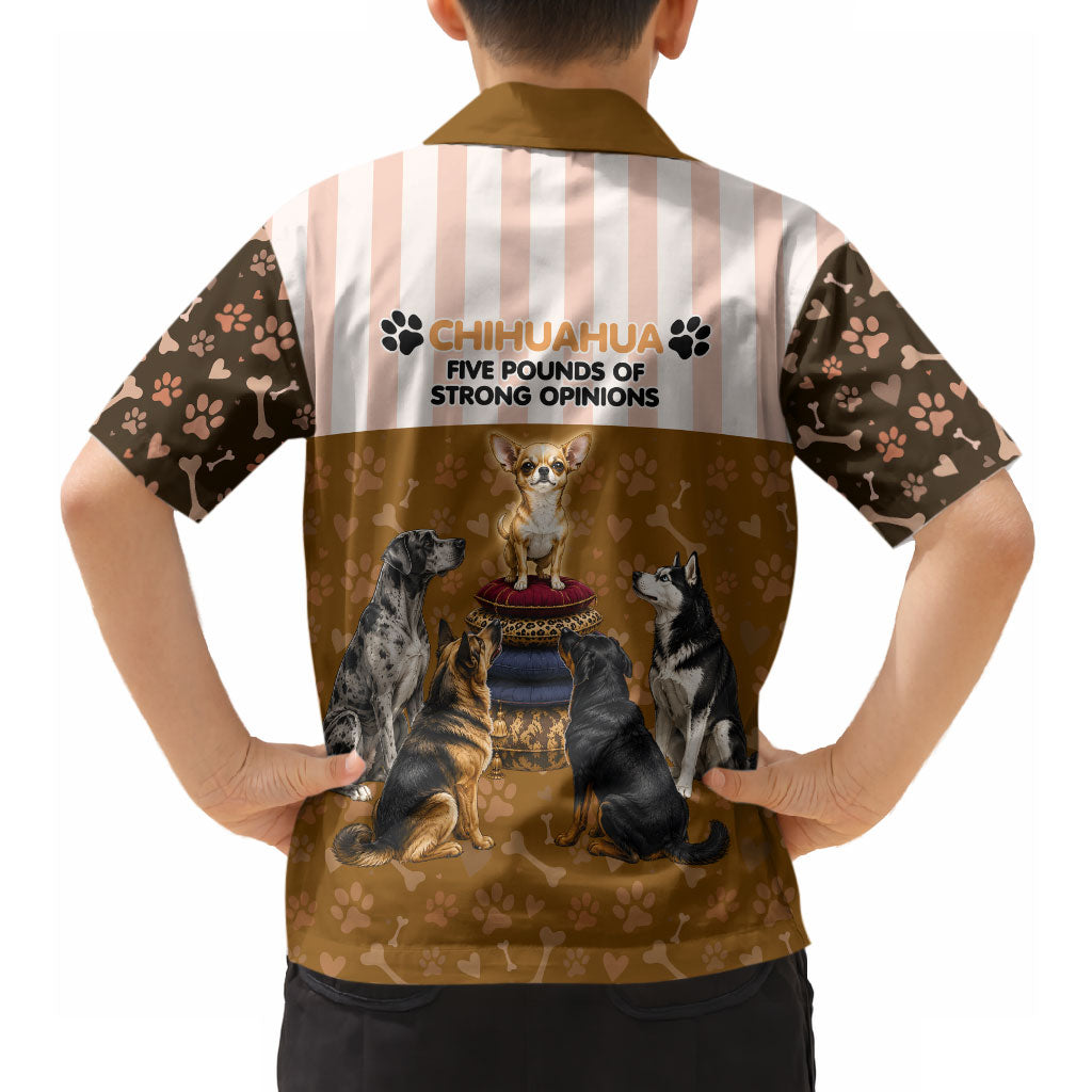 Chihuahua Five Pounds Of Strong Opinions Hawaiian Shirt Funny Dog Quote Paw Print Pattern
