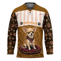 Chihuahua Five Pounds Of Strong Opinions Hockey Jersey Funny Dog Quote Paw Print Pattern