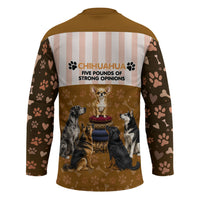 Chihuahua Five Pounds Of Strong Opinions Hockey Jersey Funny Dog Quote Paw Print Pattern