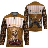 Chihuahua Five Pounds Of Strong Opinions Hockey Jersey Funny Dog Quote Paw Print Pattern