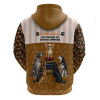 Chihuahua Five Pounds Of Strong Opinions Hoodie Funny Dog Quote Paw Print Pattern