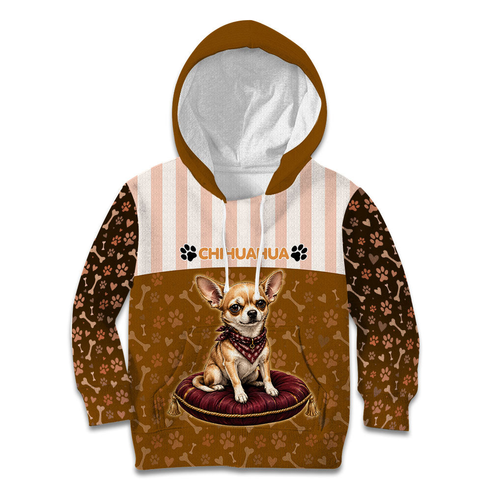 Chihuahua Five Pounds Of Strong Opinions Kid Hoodie Funny Dog Quote Paw Print Pattern