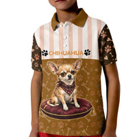Chihuahua Five Pounds Of Strong Opinions Kid Polo Shirt Funny Dog Quote Paw Print Pattern