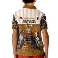 Chihuahua Five Pounds Of Strong Opinions Kid Polo Shirt Funny Dog Quote Paw Print Pattern