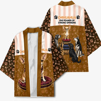 Chihuahua Five Pounds Of Strong Opinions Kimono Funny Dog Quote Paw Print Pattern