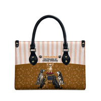 Chihuahua Five Pounds Of Strong Opinions Leather Bag Funny Dog Quote Paw Print Pattern