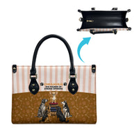 Chihuahua Five Pounds Of Strong Opinions Leather Bag Funny Dog Quote Paw Print Pattern