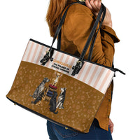 Chihuahua Five Pounds Of Strong Opinions Leather Tote Bag Funny Dog Quote Paw Print Pattern