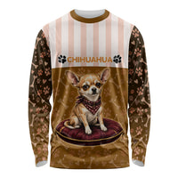 Chihuahua Five Pounds Of Strong Opinions Long Sleeve Shirt Funny Dog Quote Paw Print Pattern