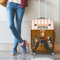 Chihuahua Five Pounds Of Strong Opinions Luggage Cover Funny Dog Quote Paw Print Pattern